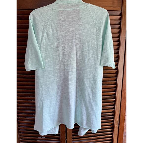 Eileen Fisher Mint Green Sz XS (Cotton Silk) Open Tunic Cardigan Sweater sku 397 - Picture 7 of 9